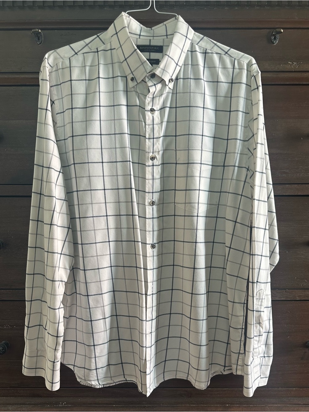 Banana Republic “Untucked Slim Fit” Button-Down Shirt Windowpane Check. Size XL